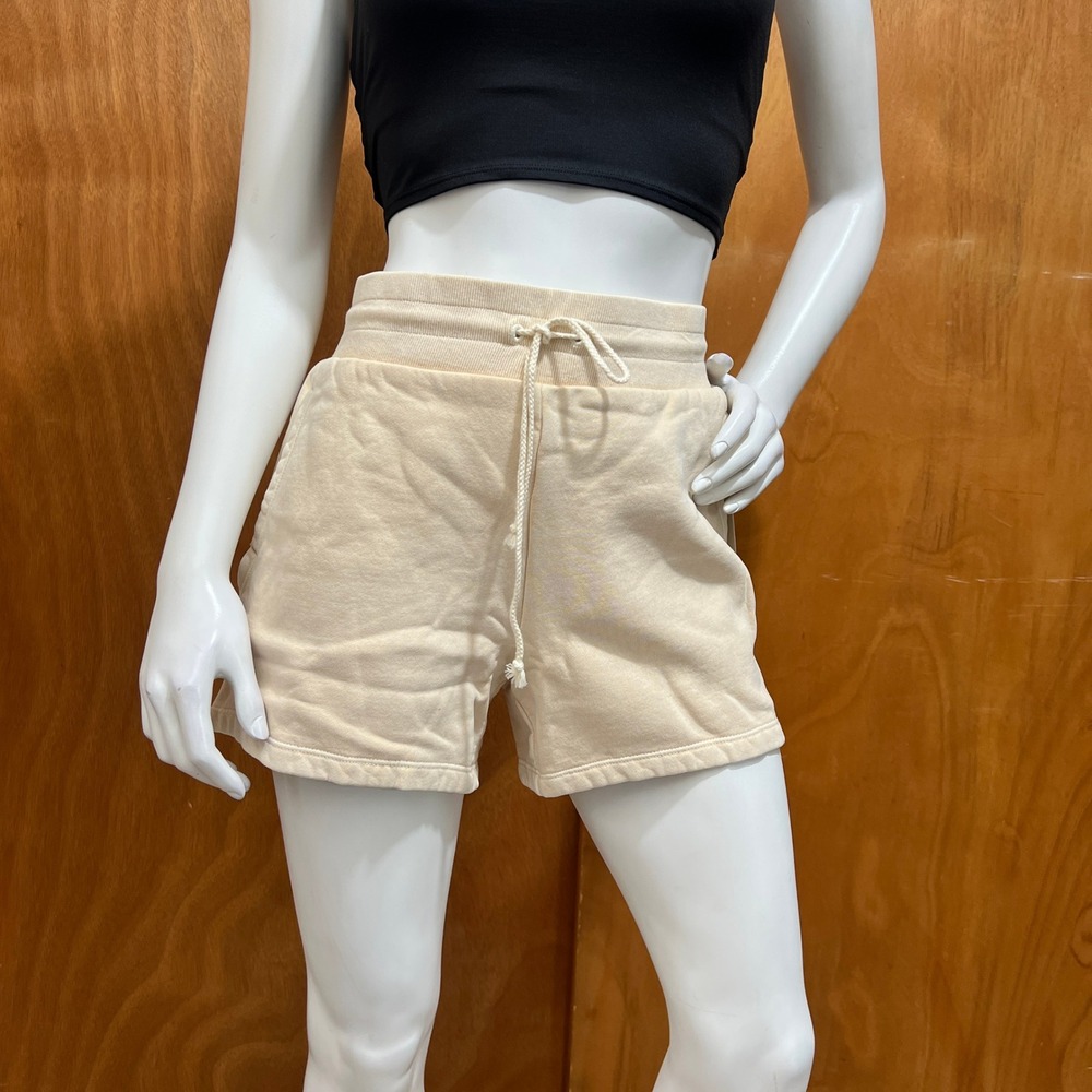 Goodthreads Women's Cream Fleece Sweat Shorts Drawstring Lounge Shorts Size M